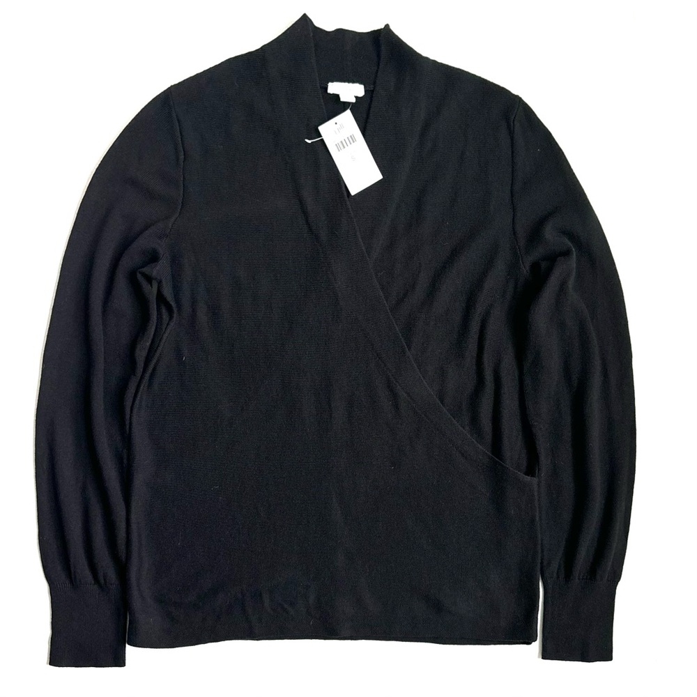 J Jill Seamed Wrap Long Sleeves Sweater Black Size Small - Picture 10 of 12